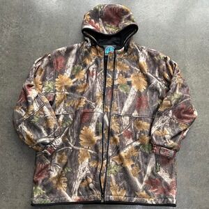 Vintage Y2K 00s Master Sportsman Camo Men's 2XL Camoflauge Fleece Zip Up Jacket